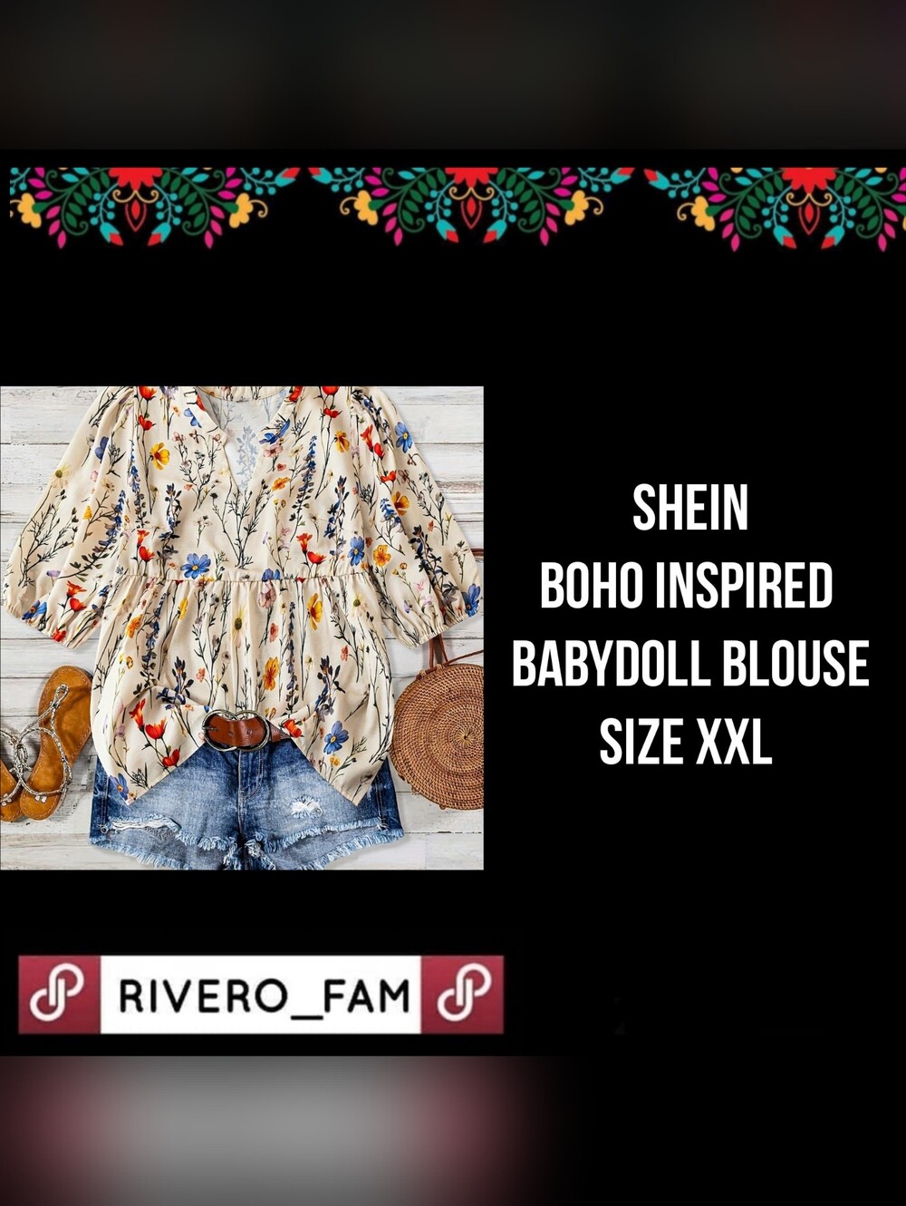 SHEIN | BOHO INSPIRED BABYDOLL BLOUSE | SIZE XXL